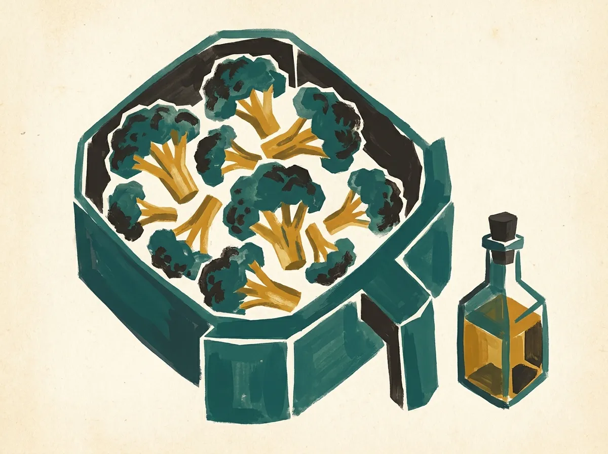 Broccoli florets in an air fryer