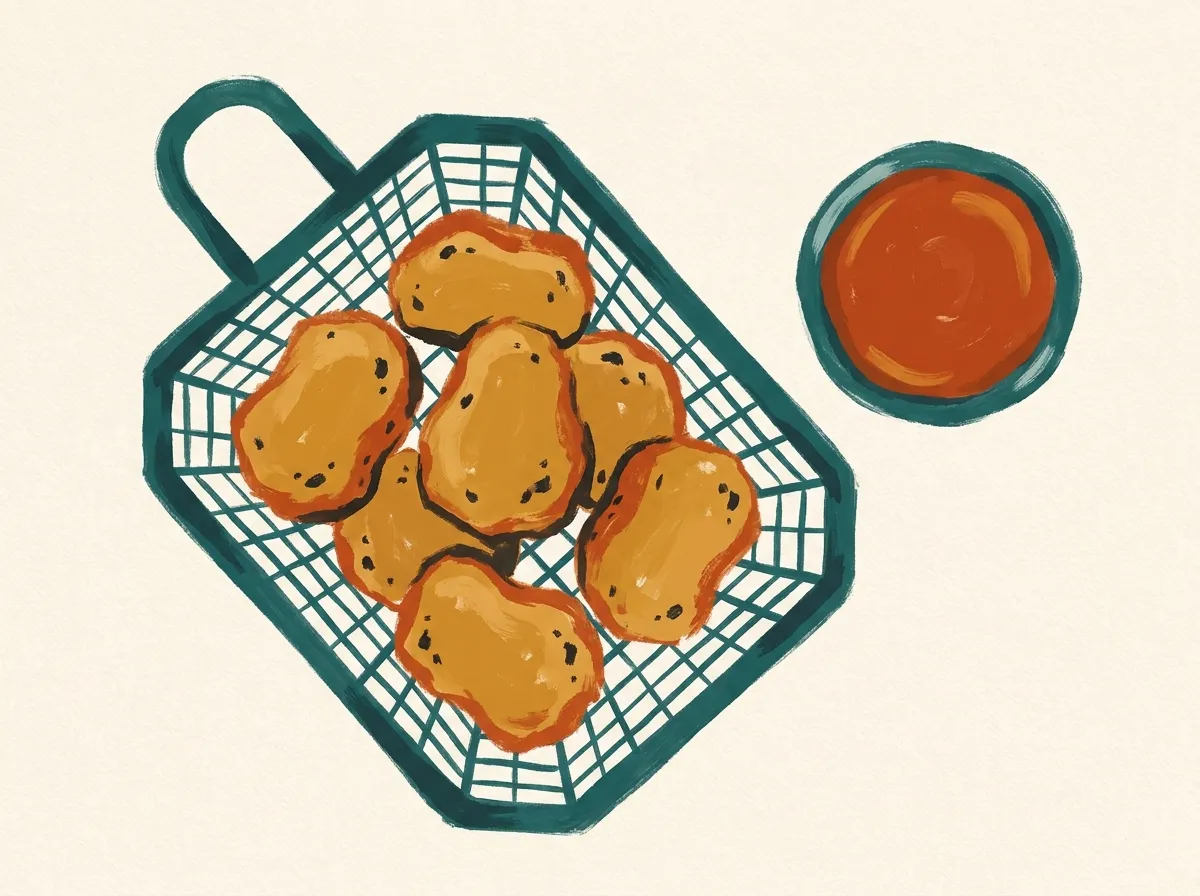 Frozen chicken nuggets in an air fryer