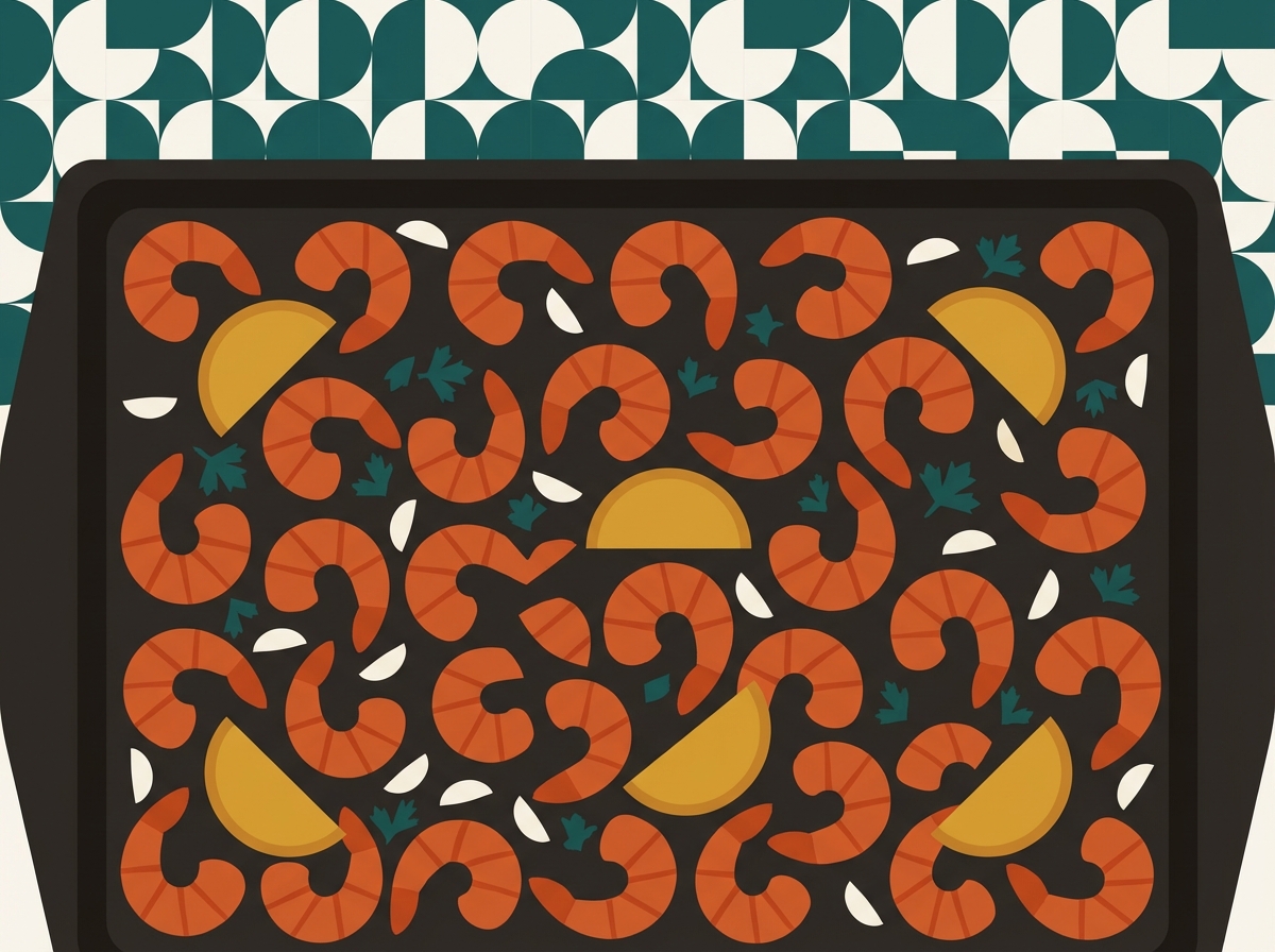 Crevettes à la plaque au four illustration